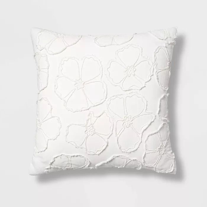 Square Floral Applique Pillow White - Opalhouse™ | Target