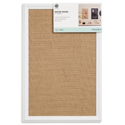 U Brands 20"x 30" Burlap Bulletin Board White Wood Frame: Cork Board for Wall, Presentation Board, Wall Mount | Target
