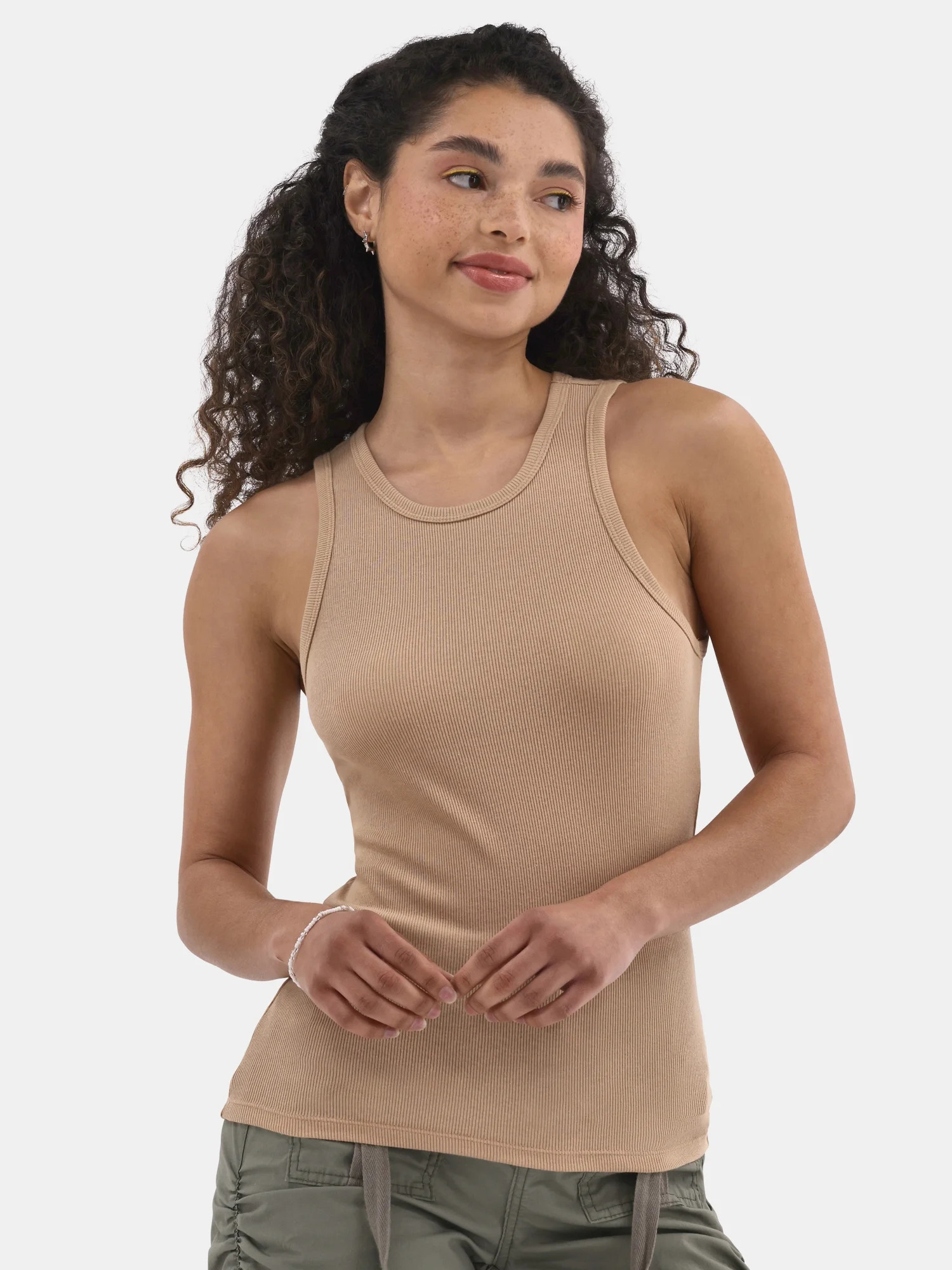 No Boundaries Ribbed High Neck Tank Top, Women's | Walmart (US)