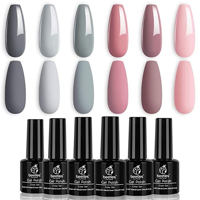 Beetles Bridesmaid Beauty Classic Gel Nail Polish Set - Nude Gray Pink 6 Colors Wedding Gel Polis... | Amazon (US)