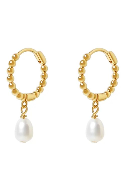 Argento Vivo Sterling Silver Imitation Pearl Drop Huggie Hoop Earrings | Nordstrom | Nordstrom