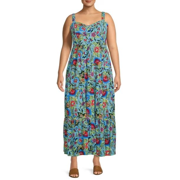 Terra & Sky Women's Plus Size Tiered Maxi Dress - Walmart.com | Walmart (US)