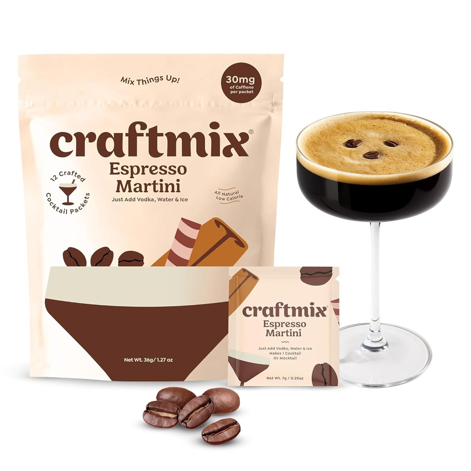 Craftmix Espresso Martini Cocktail & Mocktail Drink Mixer, Skinny Mixes - Water Flavoring Packets... | Amazon (US)
