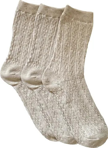 Assorted 3-Pack Woven Texture Crew Socks | Nordstrom