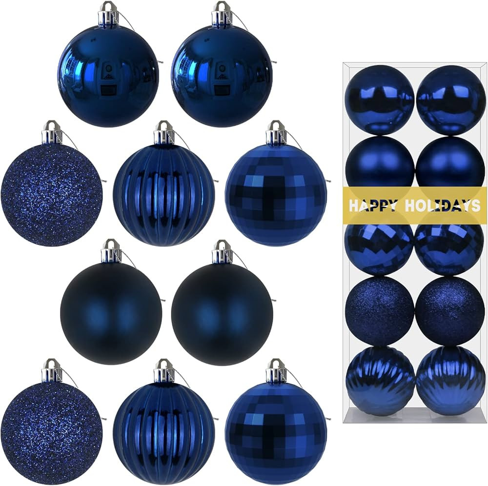 Navy Blue 2.5" Christmas Balls Christmas Tree Decoration Ornaments Shatterproof Hanging Balls for... | Amazon (US)