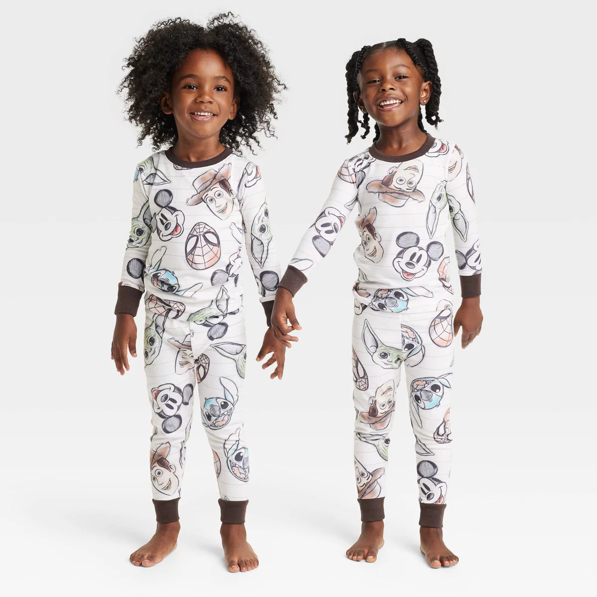 Toddler Disney 100 Character Mash Up 2pc Matching Family Pajama Set - White | Target