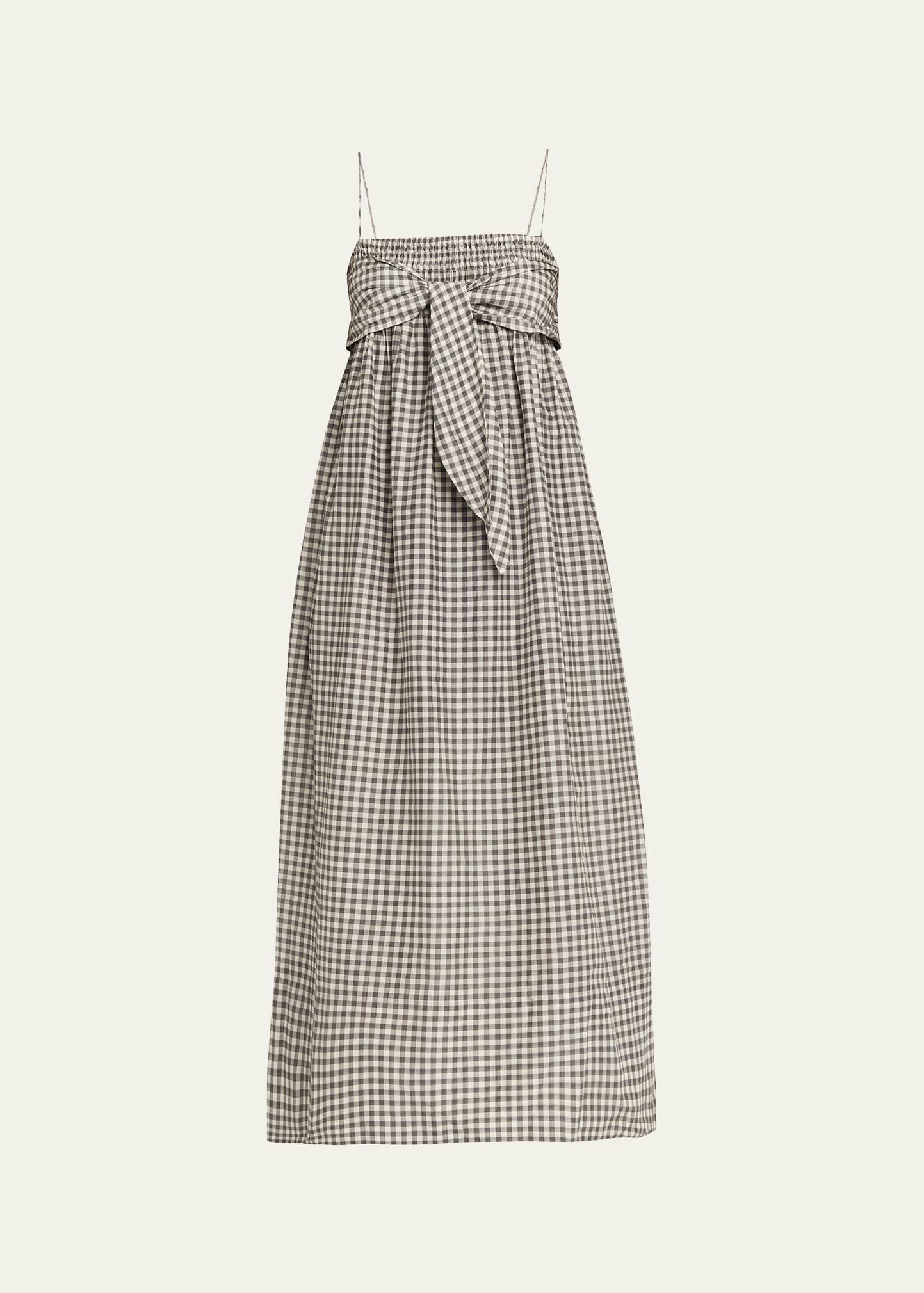 Vince Tie-Front Gingham Midi Dress | Bergdorf Goodman