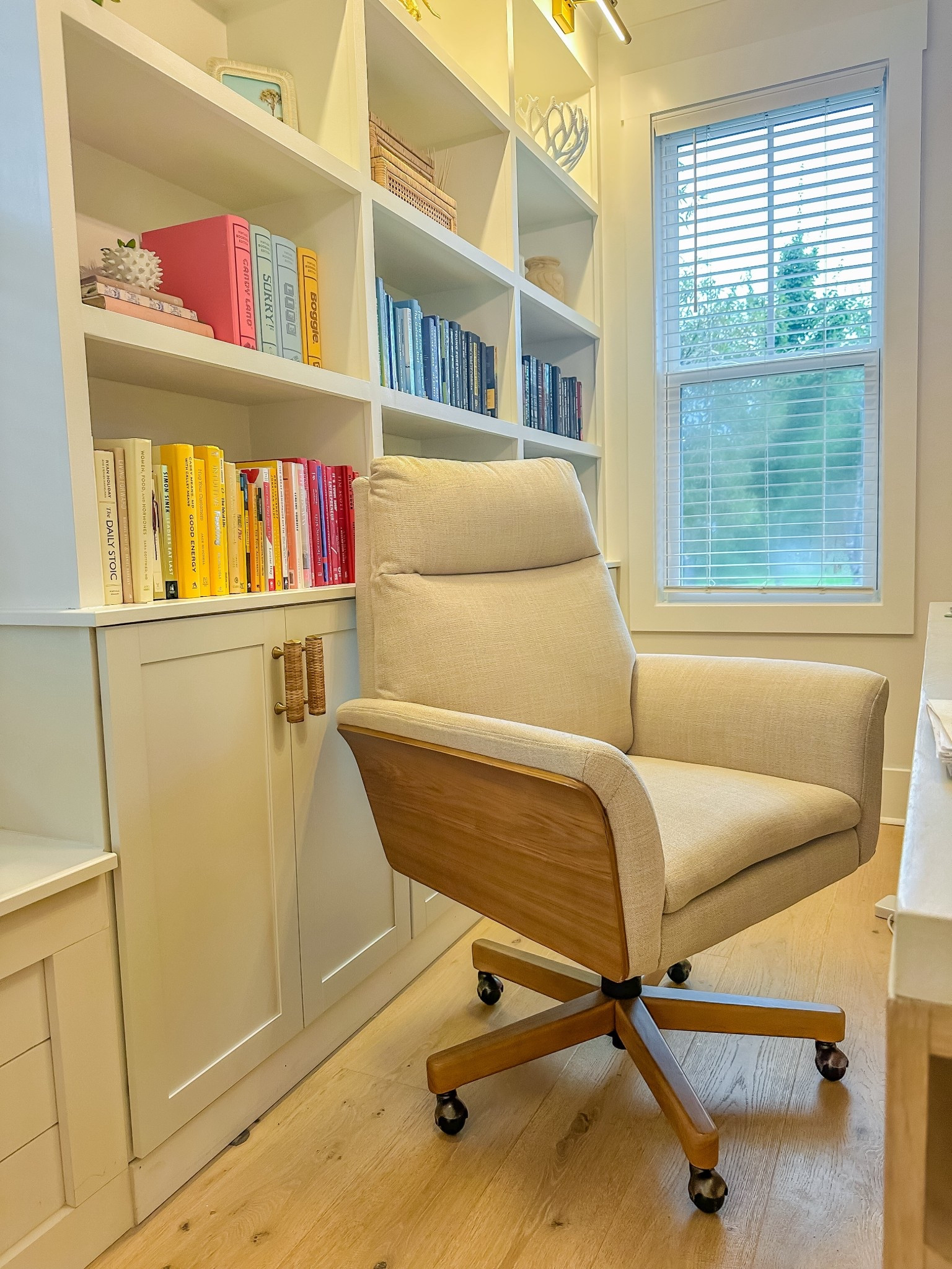 The most comfortable office chair I have ever sat in! I’ve tested this out for a month prior to sharing this. I absolutely love it and best part is it was $200. I also love the look of it. My office has a coastal feel and this fit perfectly in my office. I highly recommend this office chair. 