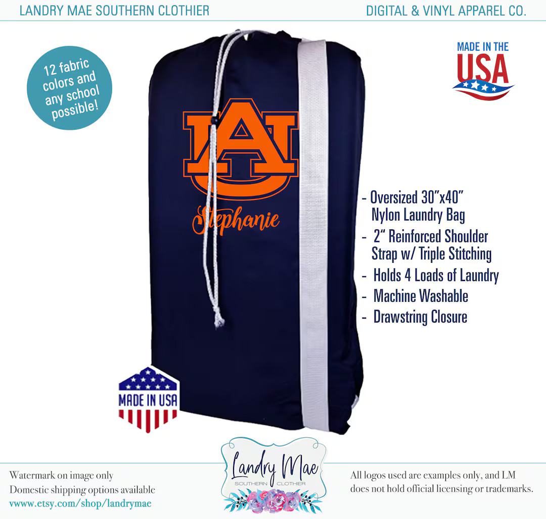 College Laundry Bags / Personalized Senior Gift / Collegiate Student Gift Bag / Grey Duffle Gradu... | Etsy (US)