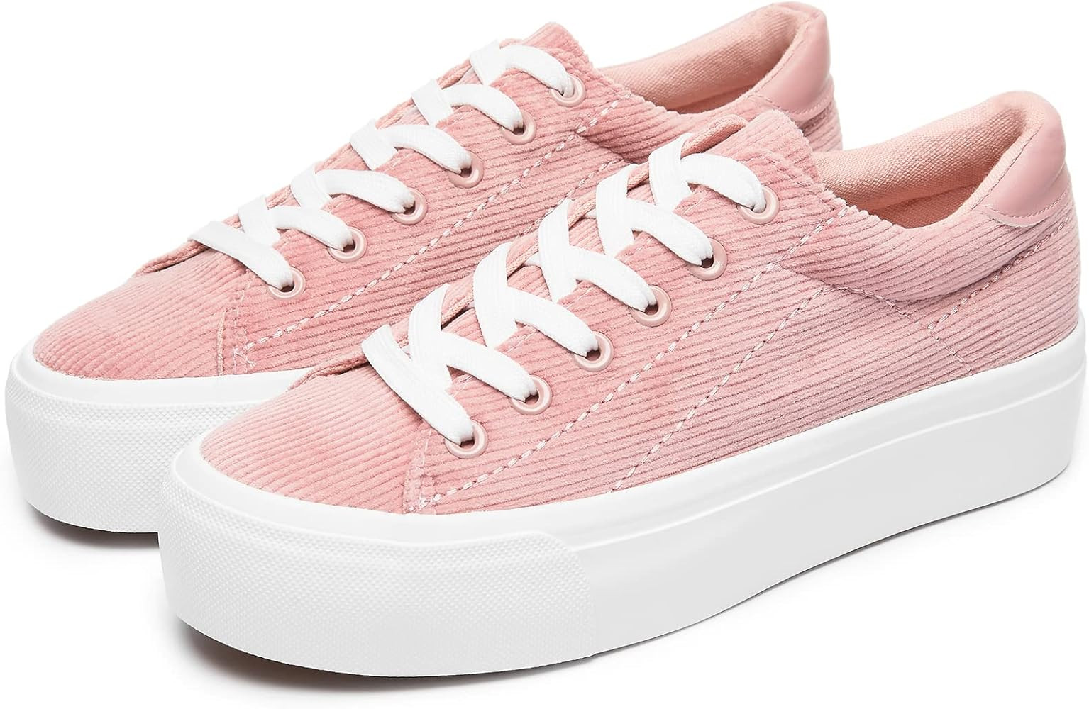 THATXUAOV Womens Platform Sneakers White Tennis Shoes Casual Low Top Fashion Sneakers | Amazon (US)