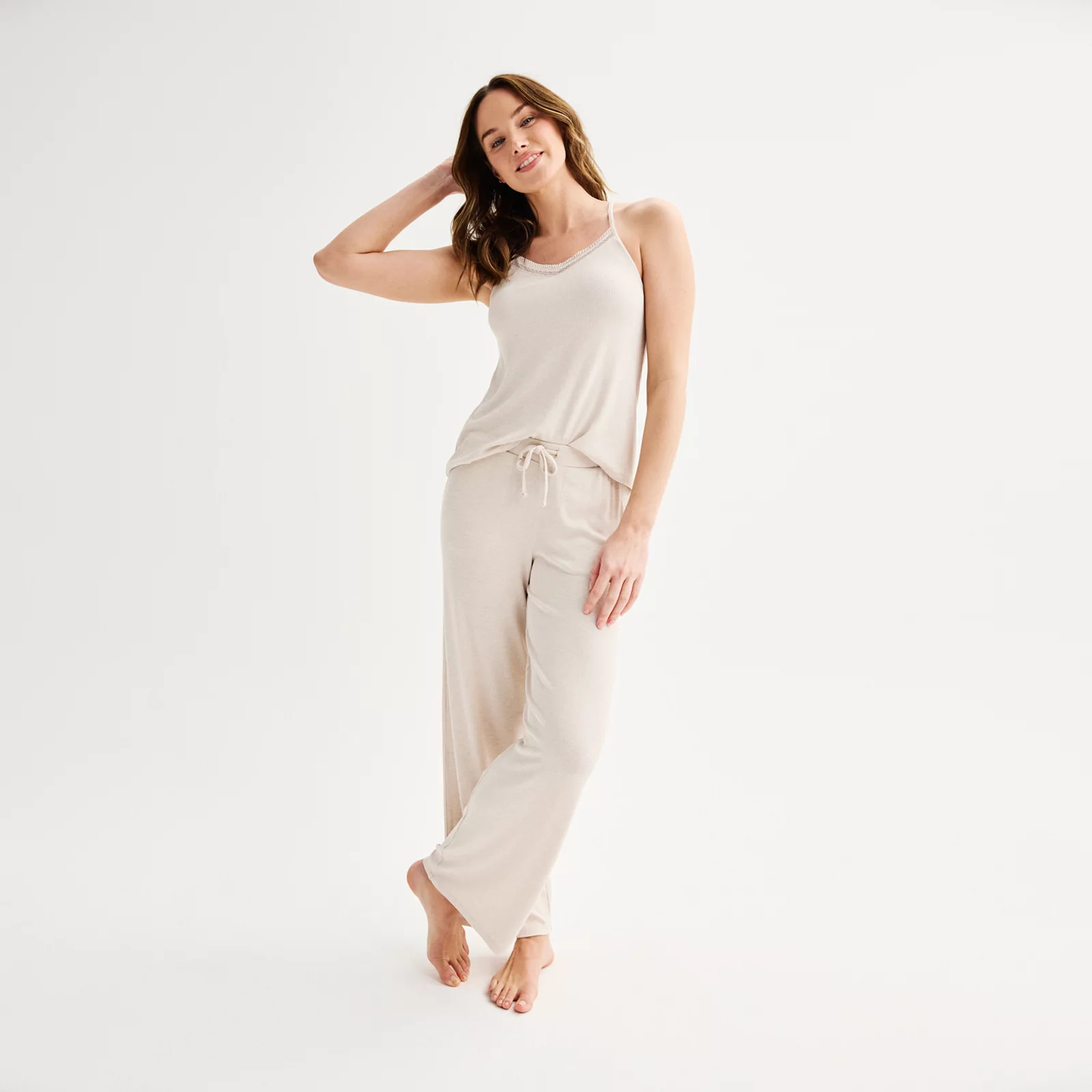 Women's Sonoma Goods For Life® 2-pc. Lace Cami and Pajama Pants Sleep Set | Kohl's