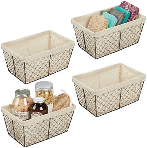 mDesign Metal Farmhouse Home Storage Organizer Basket - Chicken Wire Design, Fabric Liner - for K... | Amazon (CA)