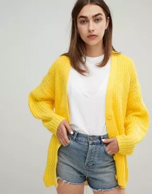ASOS DESIGN oversize cardigan in chunky rib with buttons | ASOS US
