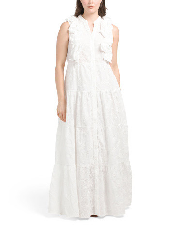 Sleeveless Ruffle Shoulder Maxi Dress | TJ Maxx