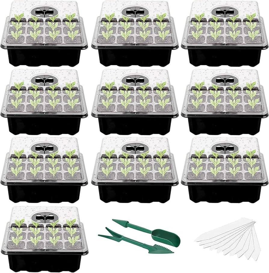 WY8 10 Pack Seed Trays Starter Kit, 120 Cells Reusable Greenhouse Seedling Starter Tray with Dome... | Amazon (UK)