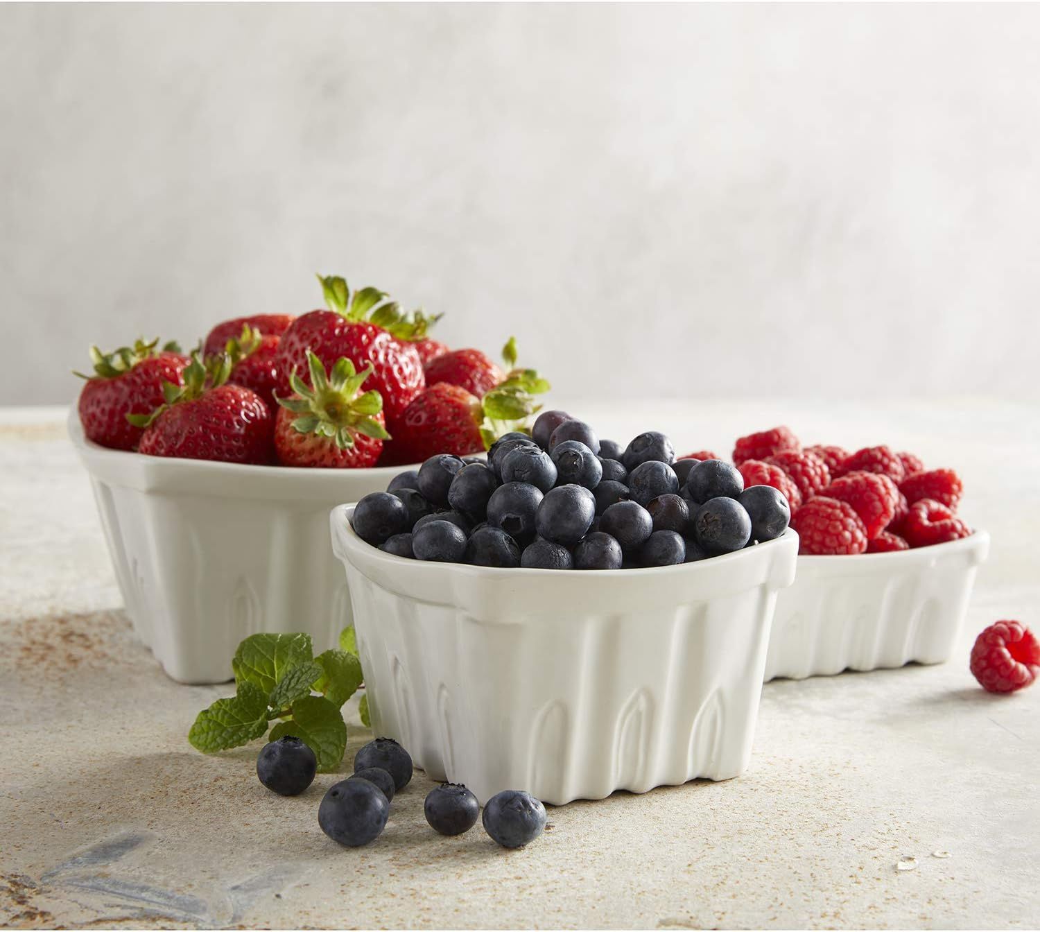 Creative Brands 47th & Main Porcelain Berry Basket, Small, White | Amazon (US)