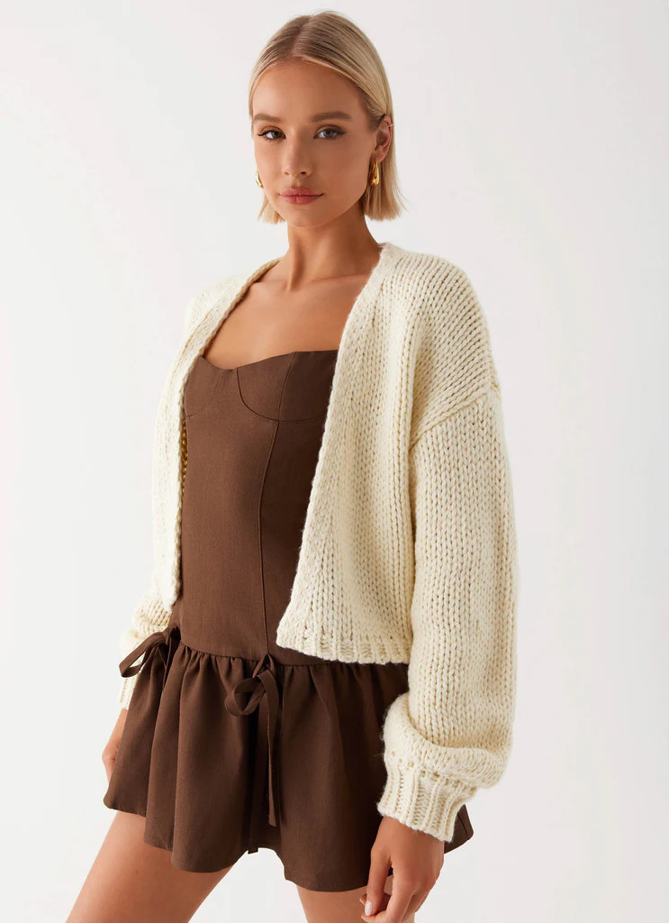 Jasleen Knit Cardigan - Ivory | Peppermayo (Global)