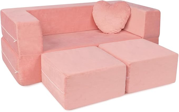 Milliard Kids Couch - Modular Kids Sofa for Toddler and Baby Playroom/Bedroom Furniture (Pink) wi... | Amazon (US)