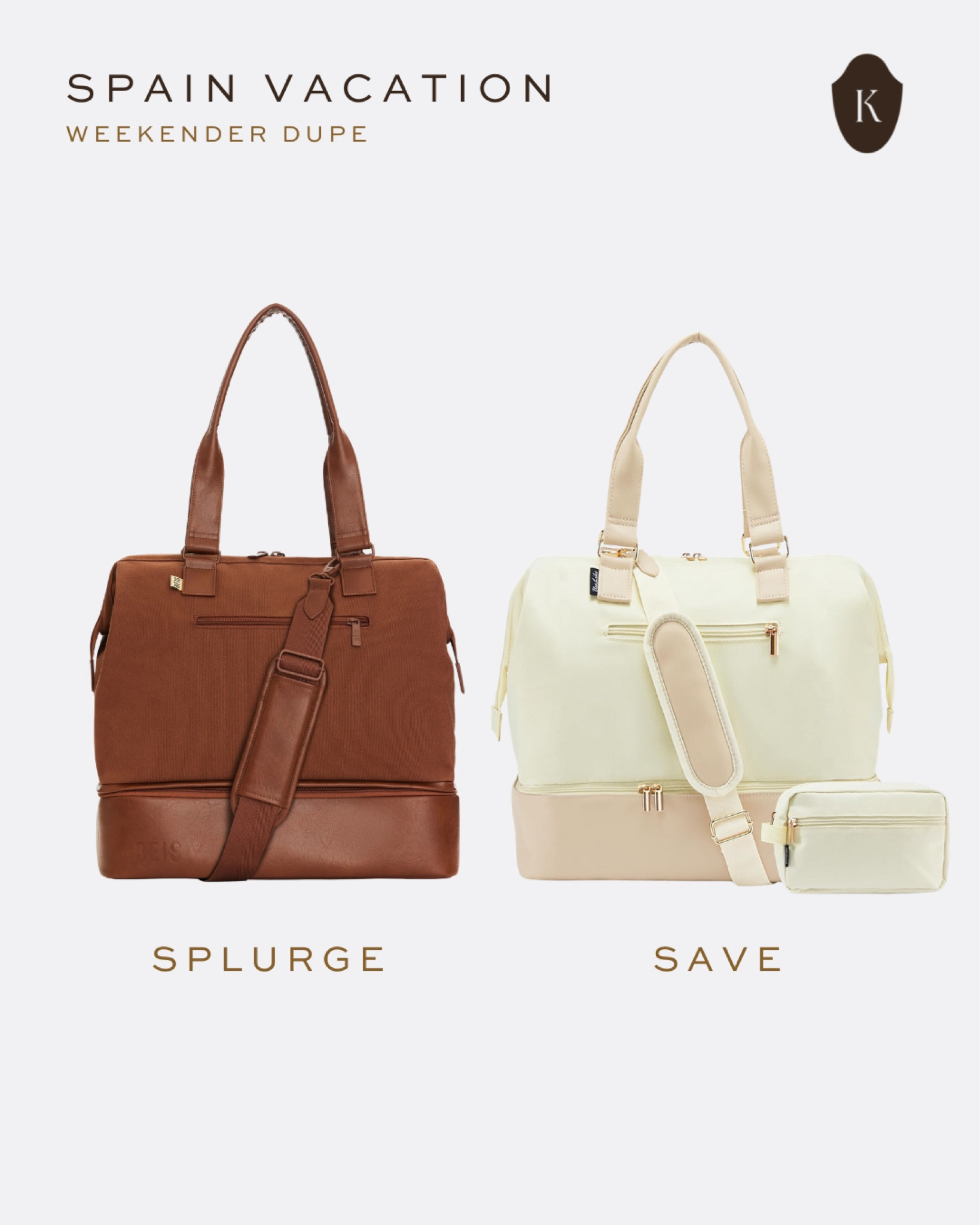 I bought the Beis Convertible Mini Weekender Bag in maple to match my carry-on suitcase. Let me tell you, I LOVE this bag nearly as much as the carry-on suitcase. But... I also purchased a dupe from Amazon to compare. In all honesty, I maybe liked the Amazon dupe better, but I knew I'd ruin the white instantly. If you are easier on your luggage, I'd say this is a great alternative! Plus it came with a little dopp bag! 

#LTKTravel