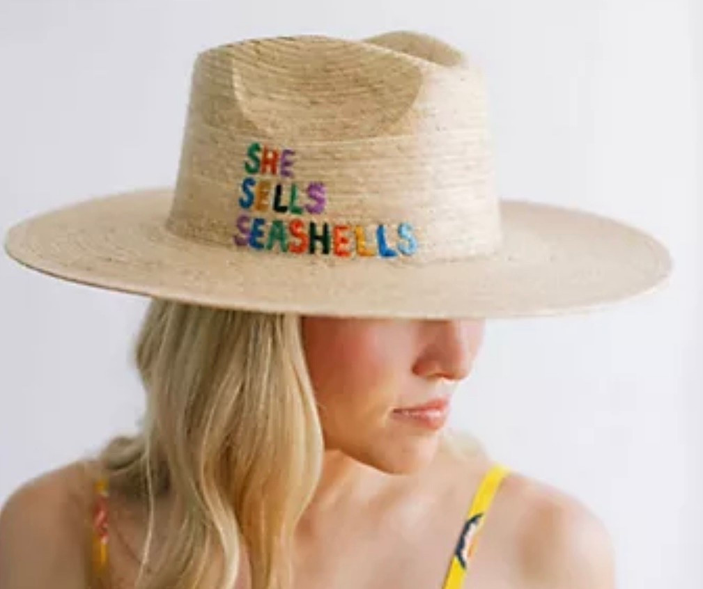She sells seashells hat 
Women’s hat 
Straw hat 
Beach hat 
Mermaid 

#LTKTravel #LTKStyleTip #LTKSeasonal