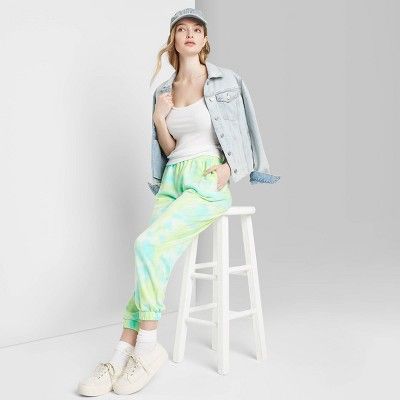 Women's High-Rise Tie-Dye Sweatpants - Wild Fable™ (Regular & Plus) Green | Target