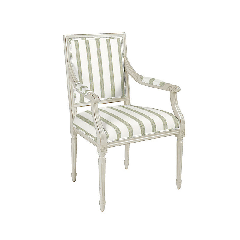 Limited Louis XVI Square Arm Chair - Buffalo Check Cornflower with Black Finish - Ballard Designs | Ballard Designs, Inc.