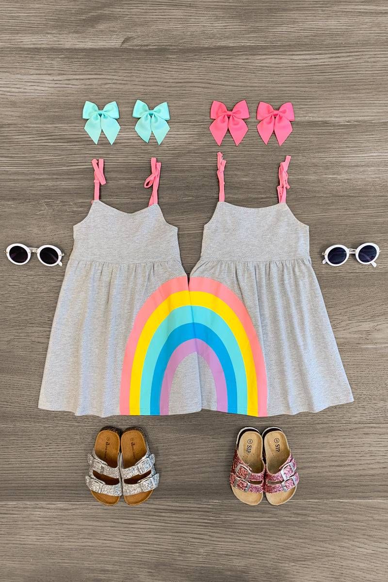Best Friends Gray Rainbow Dress | Sparkle In Pink