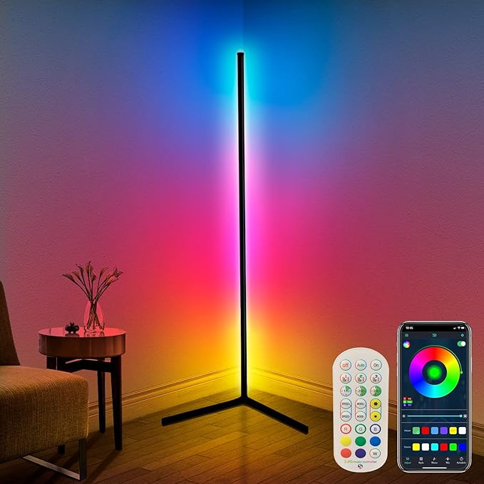 Corner Floor Lamp,65” Color Changing LED Floor Lamp with Music Sync,Modern Mood Lighting Corner... | Amazon (US)
