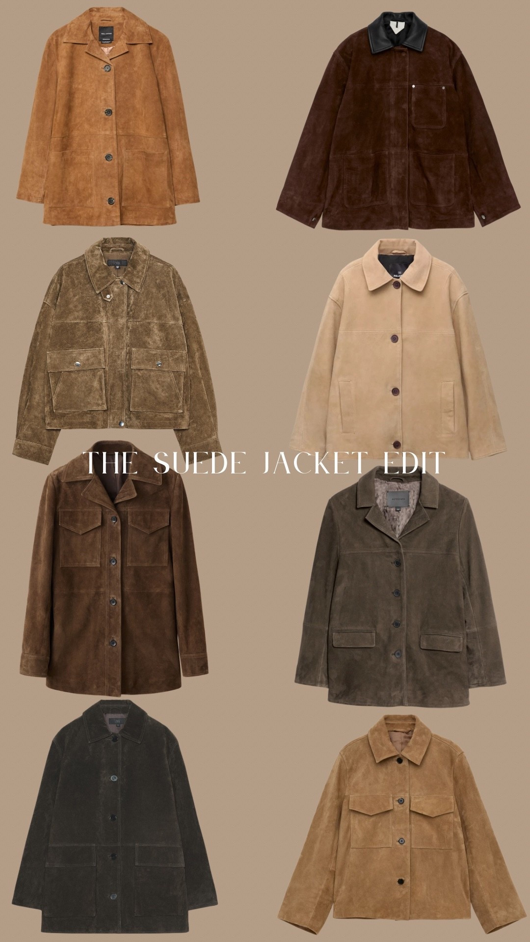 SUEDE JACKET EDIT
Suede in general is a big trend for this coming Autumn season and a suede jacket is the ultimate way to wear that trend.

In this edit you’ll find the 8 options shown in the collage as well as some additional styles that I’ve found and there’s a range of price points to suit all budgets. 

I’ve also linked my go-to suede protector spray because if you look after what you own it will last so much longer 🙌🏼

If genuine suede just isn’t your thing either for practicality, ethics or cost then check out my other posts as I have a faux suede jacket edit.

#LTKeurope #LTKautumn #LTKuk