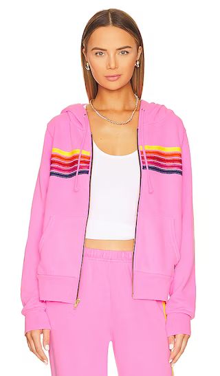 5 Stripe Zip Hoodie in Neon Pink, Yellow, & Purple | Revolve Clothing (Global)