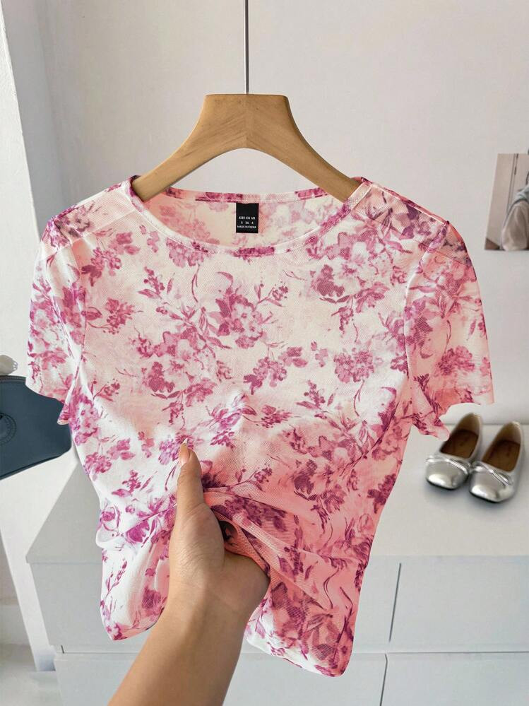 Hot pink shear women’s top | SHEIN