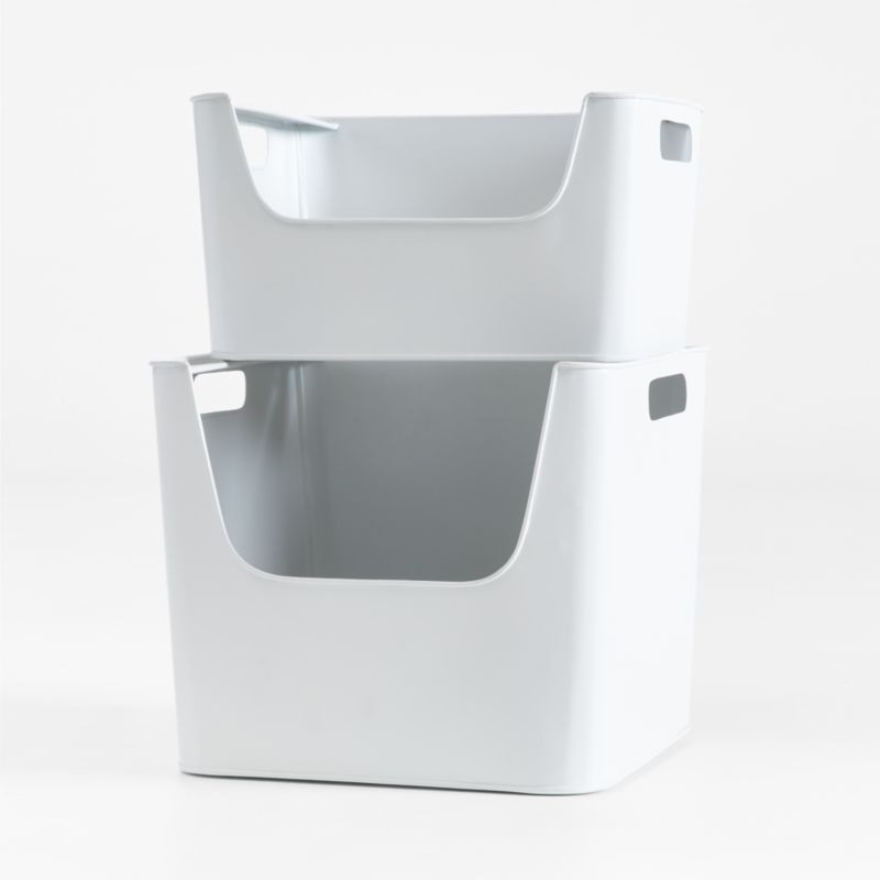 Large White Metal Stacking Toy Storage Bin + Reviews | Crate & Kids | Crate & Barrel