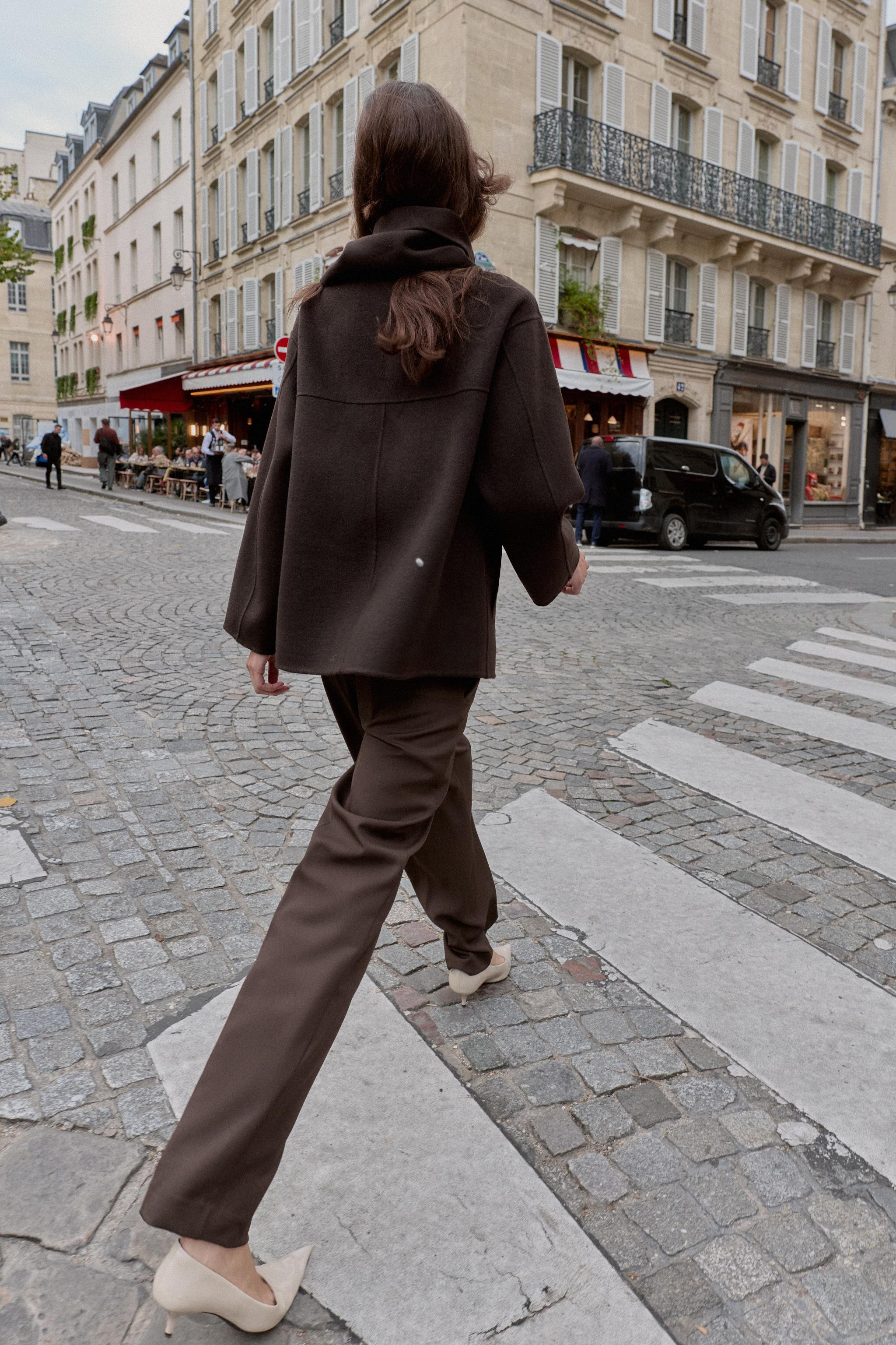 WOOL BLEND SHORT COAT WITH SCARF | Zara US