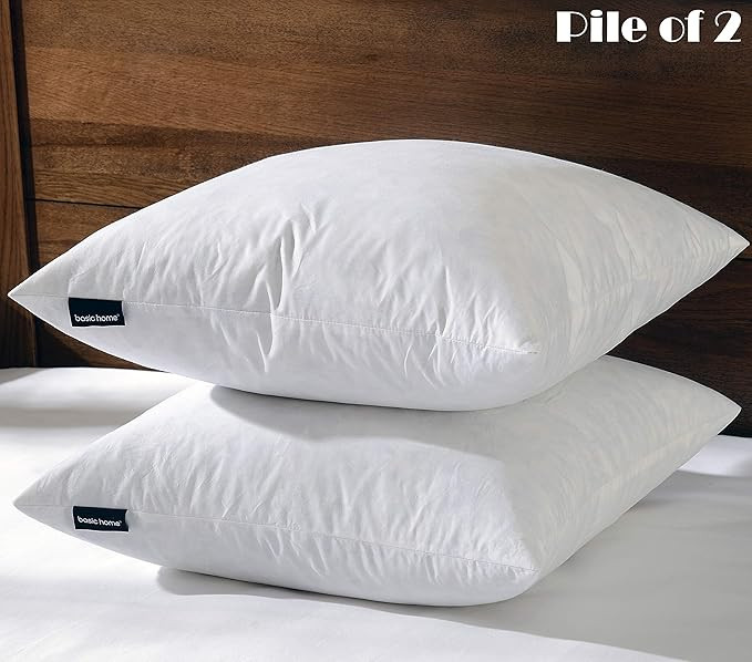 Basic Home 18x18 Decorative Throw Pillow Inserts-Down Feather Pillow Inserts-Square-Cotton Fabric... | Amazon (US)