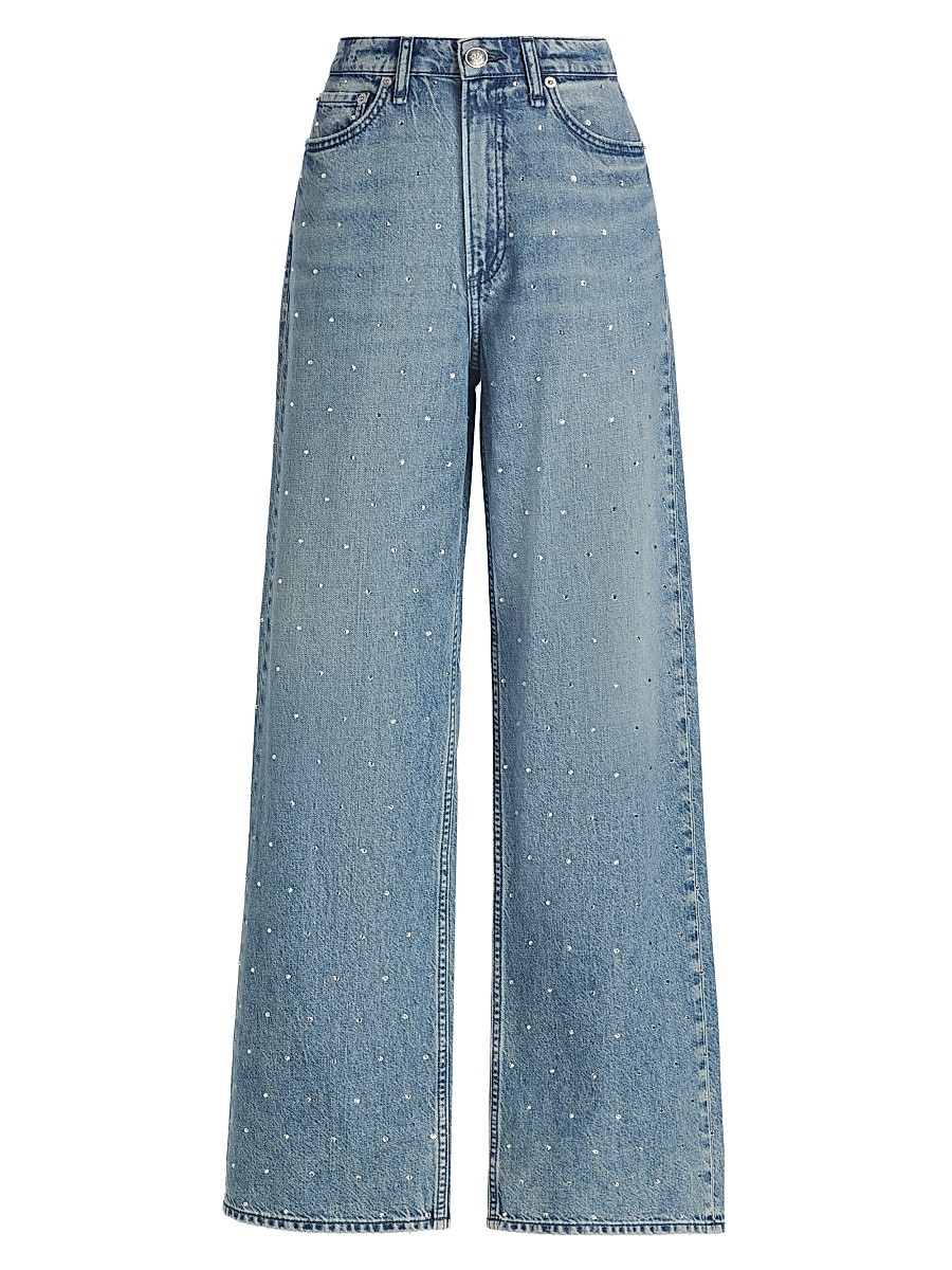 Women's Logan Rhinestone Featherweight Wide-Leg Jeans - Margo Jewel - Size 26 | Saks Fifth Avenue