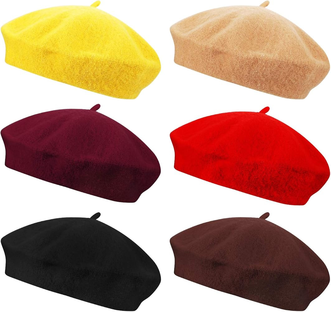 Anteer 6 Pieces Wool Beret Hat French Style Beanie Hats Fashion Ladies Beret Caps for Women Girls... | Amazon (US)