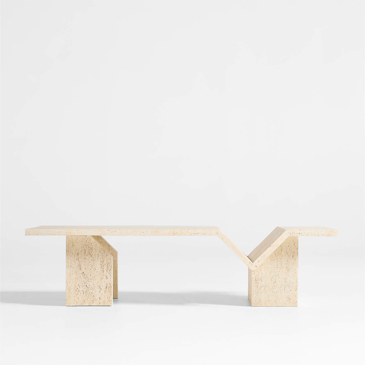 Hollywood Hills Faux Travertine Resin 60" Rectangular Coffee Table with Shelf by Brigette Romanek... | Crate & Barrel