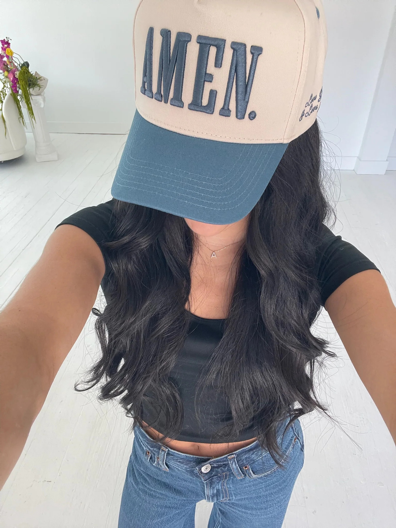 AMEN. - Slate Blue Vintage Trucker Hat | KenzKustomz