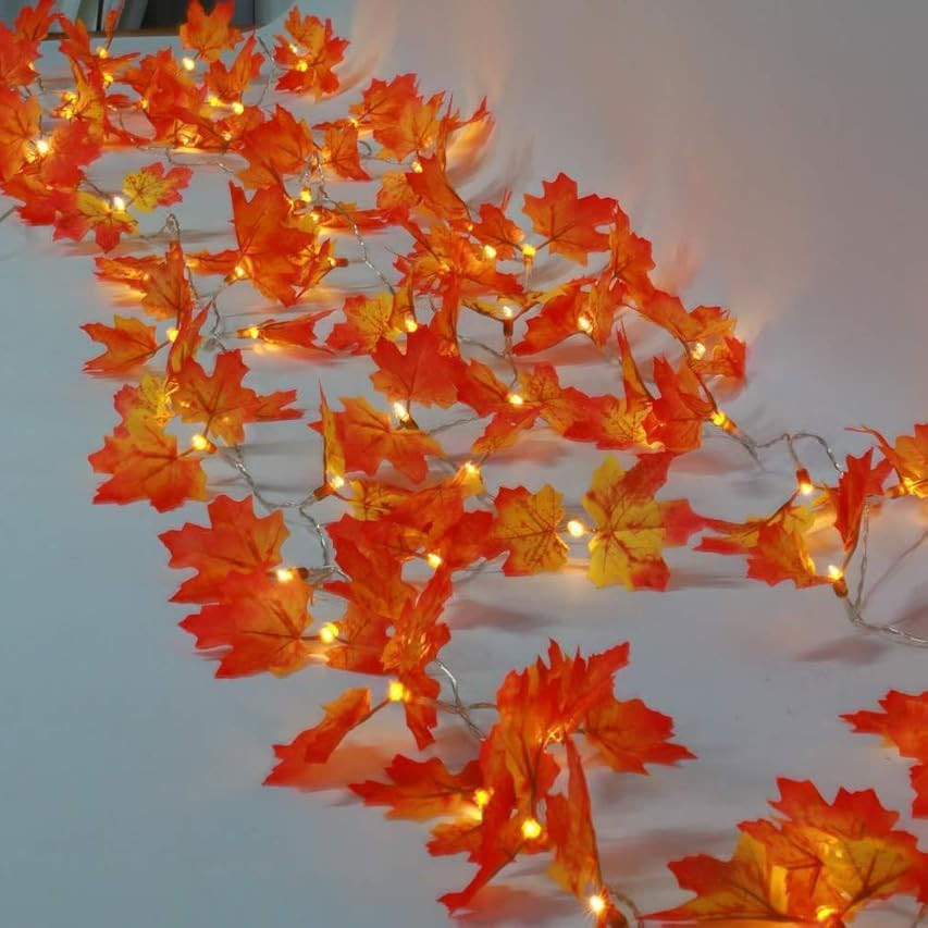 Lvydec 2 Pack Fall Maple Garland - 5.9ft/Piece Artificial Fall Foliage Garland Colorful Autumn De... | Amazon (US)