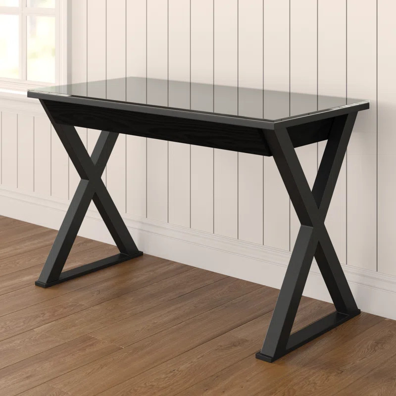 Montclair Glass Top Desk with Drawer Storage | Wayfair North America