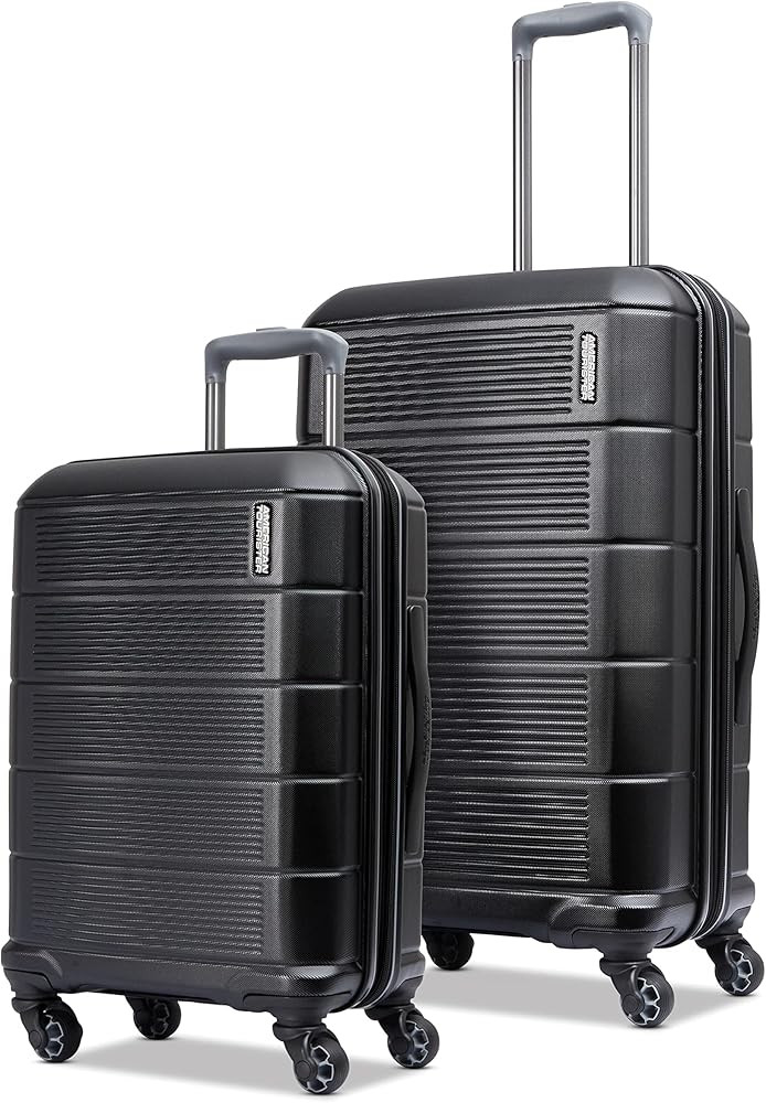 American Tourister Stratum 2.0 Hardside Expandable Luggage with Spinners, Jet Black, 2PC SET (Car... | Amazon (US)