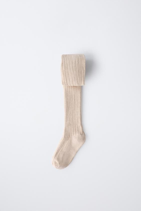 PLAIN RIBBED TIGHTS | Zara US