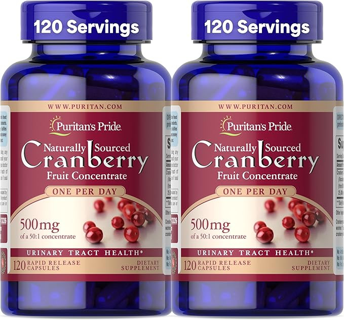 Puritan's Pride Naturally Sourced Cranberry One Per Day Fruit Concentrate 500mg, 50:1 Dietary Sup... | Amazon (US)