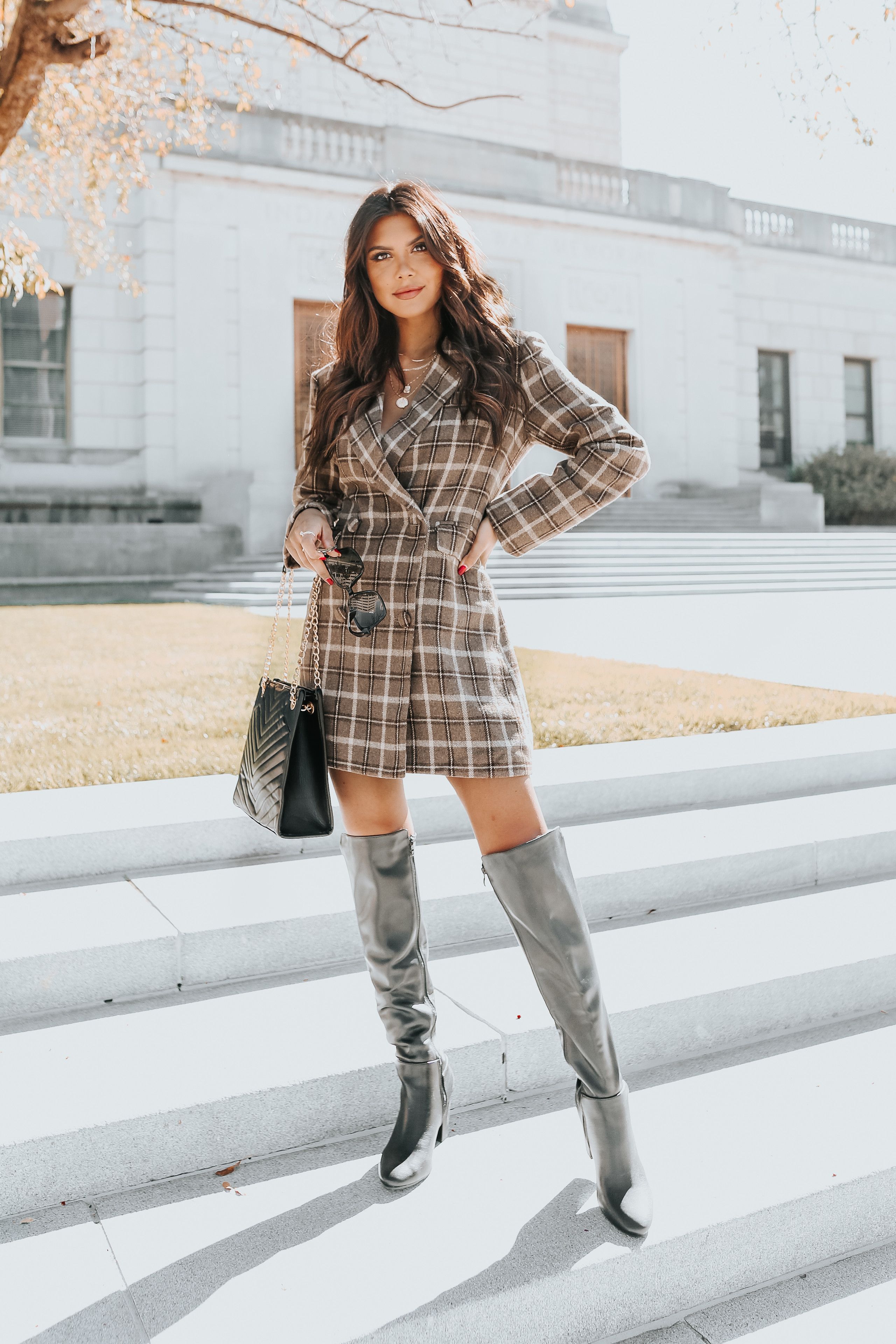 Double Breasted Plaid Blazer Dress | Magnolia Boutique