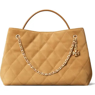 Tory Burch Fleming Quilted Suede Carryall Tote in Toffee at Nordstrom | Nordstrom