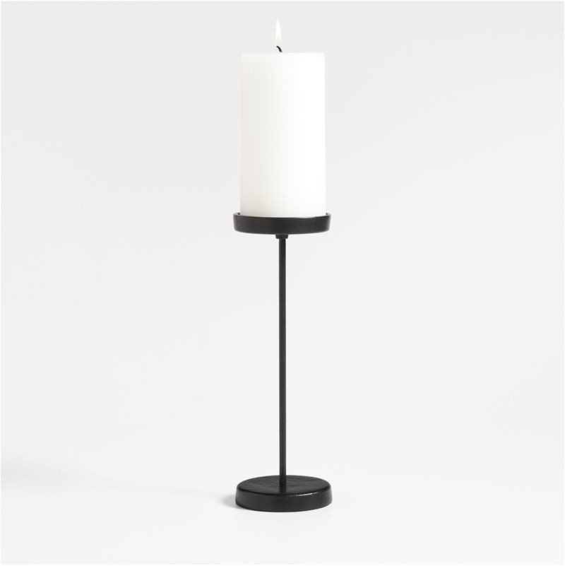 Tepes Metal Matte Black Pillar Candle Holder 10" + Reviews | Crate & Barrel | Crate & Barrel