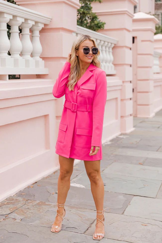 Prepared For This Pink Belted Blazer Dress | Pink Lily