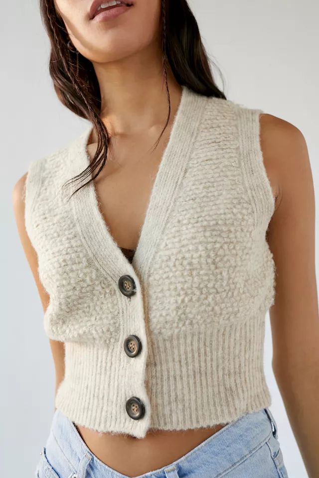 UO Paige Textured Sweater Vest | Urban Outfitters (US and RoW)