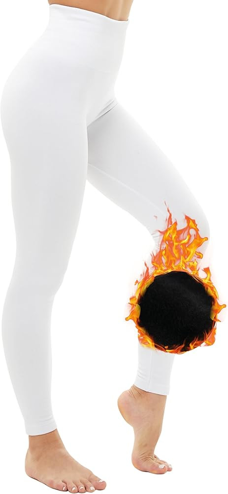 FLINXE Fleece Lined Leggings Women - Winter Warm Tights High Waisted Thick Leggings | Amazon (US)