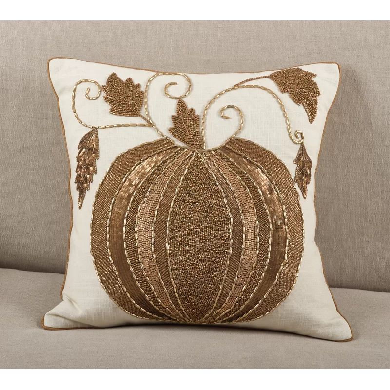 Sarepta Beaded Pumpkin Cotton Throw Pillow | Wayfair North America